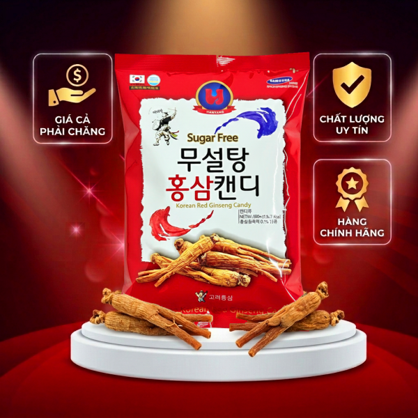 Kẹo sâm không đường 365 màu đỏ 500g – Thư giãn tinh thần, thơm ngon không lo tăng đường