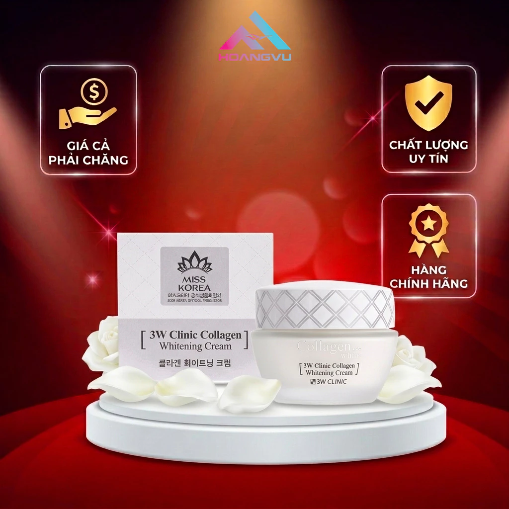 Kem dưỡng trắng da 3W Clinic 60g (màu trắng) – Dưỡng sáng, mờ thâm nám, đều màu da