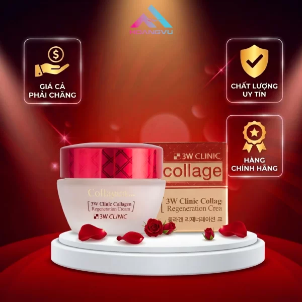 Kem Dưỡng Trắng Da 3W Clinic 60g (Màu Đỏ) – Sáng Da, Ngừa Lão Hóa Hiệu Quả