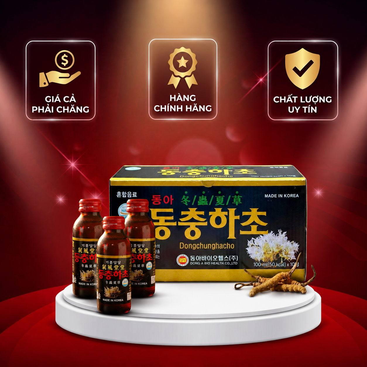 Nước Đông Trùng Hạ Thảo Dong A Hàn Quốc 100ML X 10 CHAI
